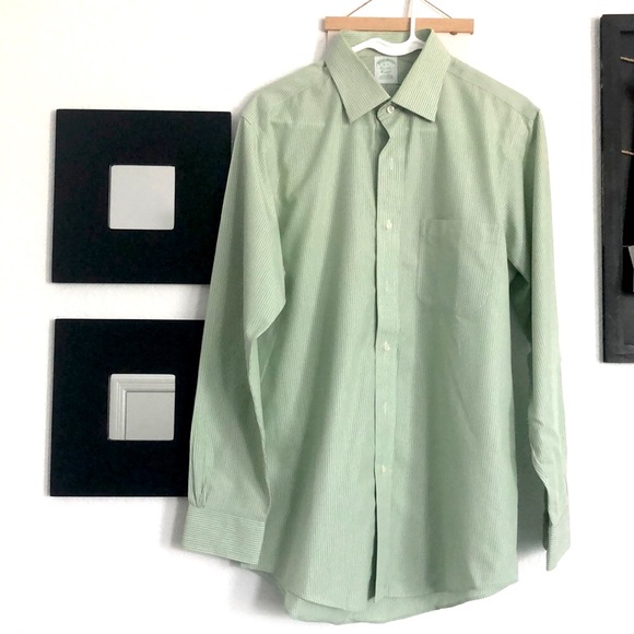 Brooks Brothers - Men’s  dress shirt - green and white stripe - Picture 6 of 6